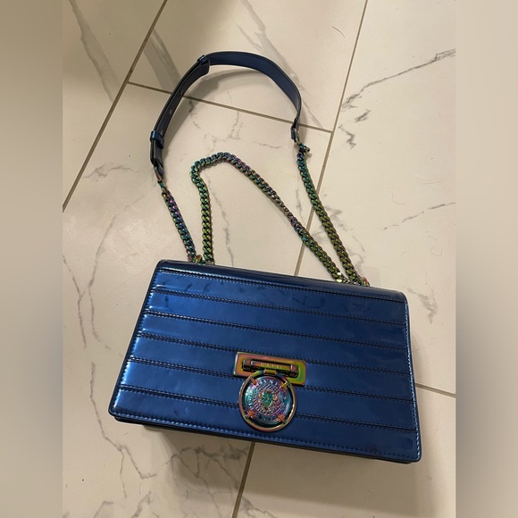 Balmain Handbags - Balmain Navy Patent Quilted Crossbody with Iridescent Hardware